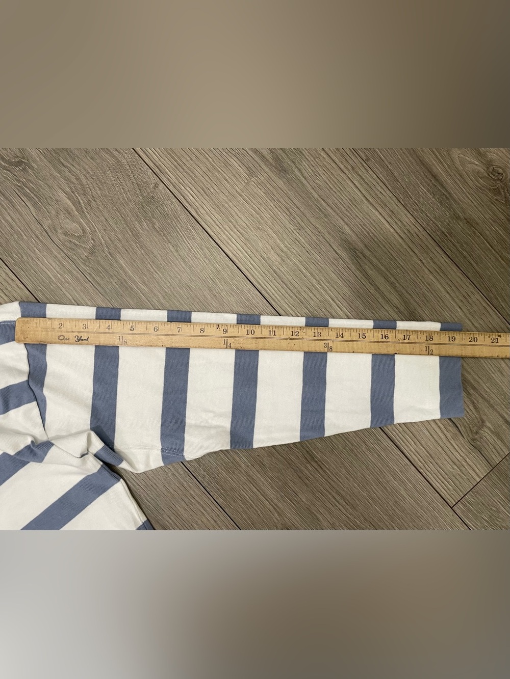 AYR The Early Mornings Tee M Long Sleeve Knit Blue White Striped Cotton Casual - Picture 5 of 7
